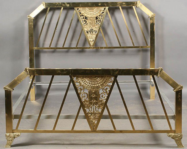 408 ORNATE ART DECO BRASS BED Lot 408