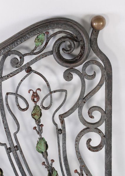 ART NOUVEAU WROUGHT IRON BRONZE GARDEN GATE 1920 : Lot 6