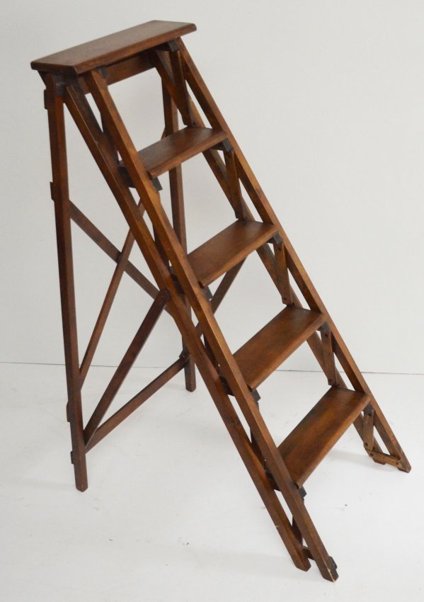 Vintage Wooden Folding Library Step Ladder : Lot 65