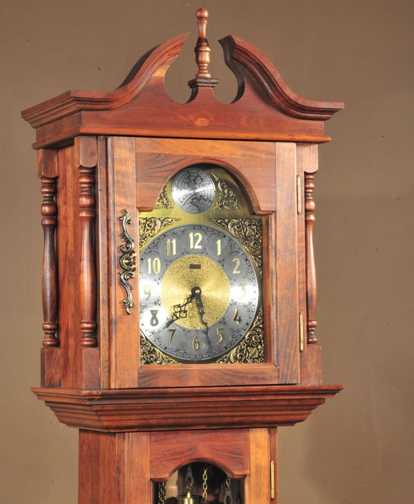 1351 Emperor walnut three weight grandfather clock wit Lot 1351