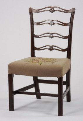 1134: ANTIQUE FAN BACK UPHOLSTERED CHAIR : Lot 1134
