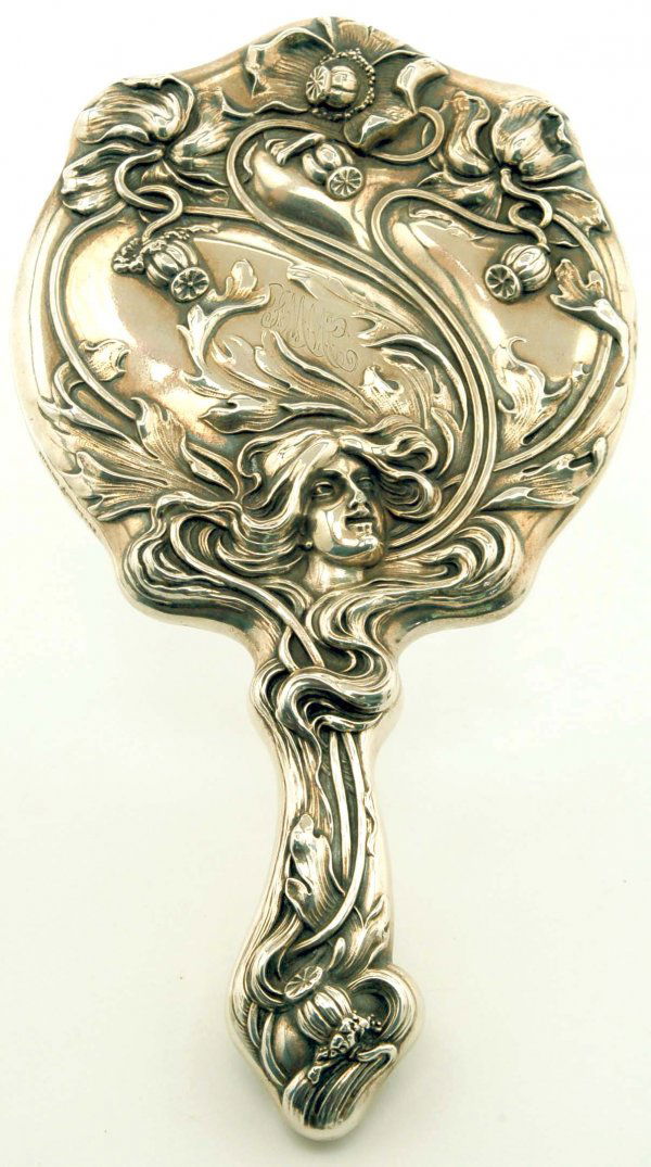 107 Wm. Kerr Sterling Art Nouveau Hand Mirror & Box Lot 107