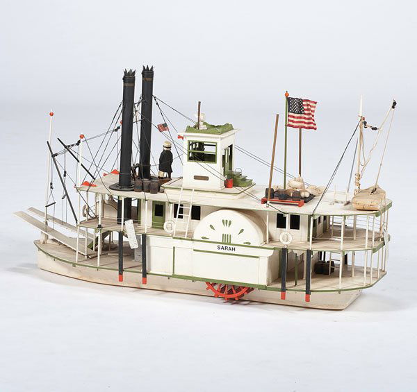 Folk Art Model Sidewheel Paddle Steamer, Sara : Lot 1297