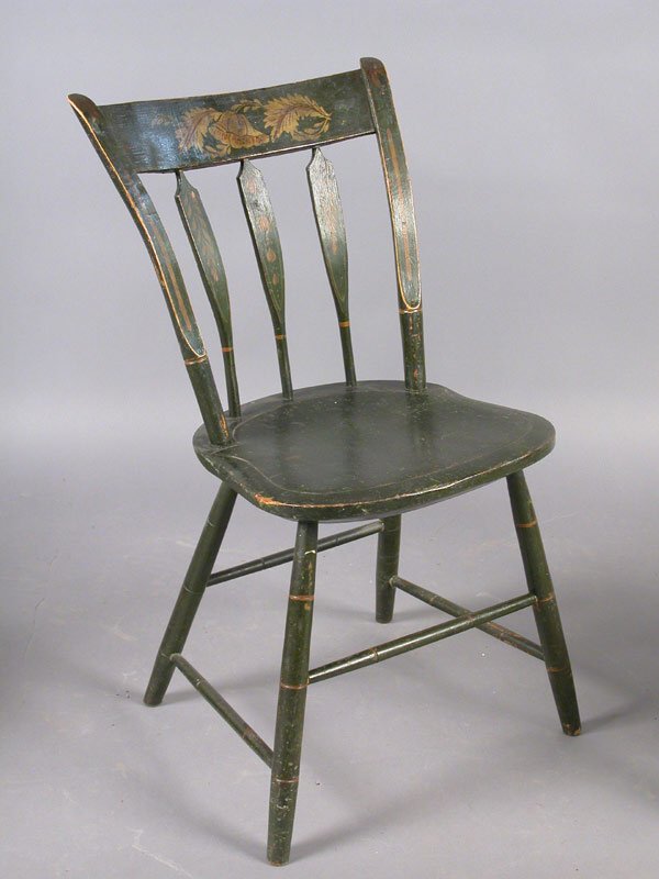 403: Pair of early American chairs with hand- : Lot 403