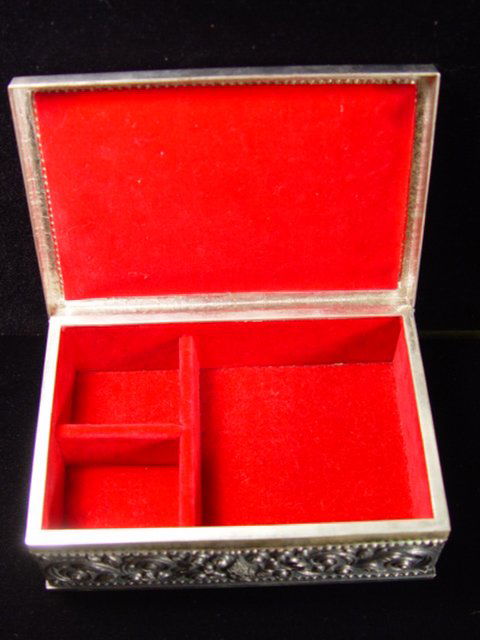 236: Fancy Velvet Lined Silver Jewelry Box. : Lot 236