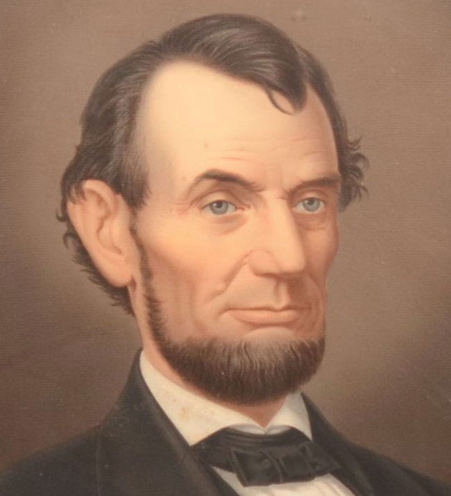 20: Abraham Lincoln Color Lithographic Portrait. Mounte ...