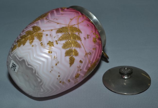 7 Pink Satin Mother Of Pearl Art Glass Herringbone Lot 286 5946