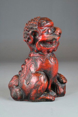 red foo dog statue