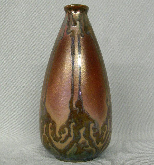 1013 Gouda Mettallic Art Pottery Utrecht Vase 3''x6'' Lot 1013