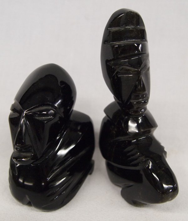 Pr 1960 Mexican Carved Obsidian Mayan Sculptures Lot 2146