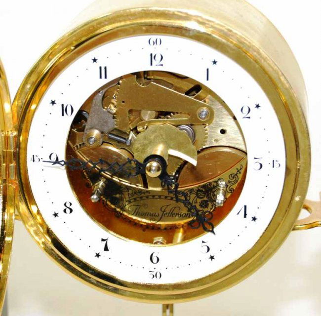 63 Franklin Mint Thomas Jefferson Marble Clock with CO Lot 63