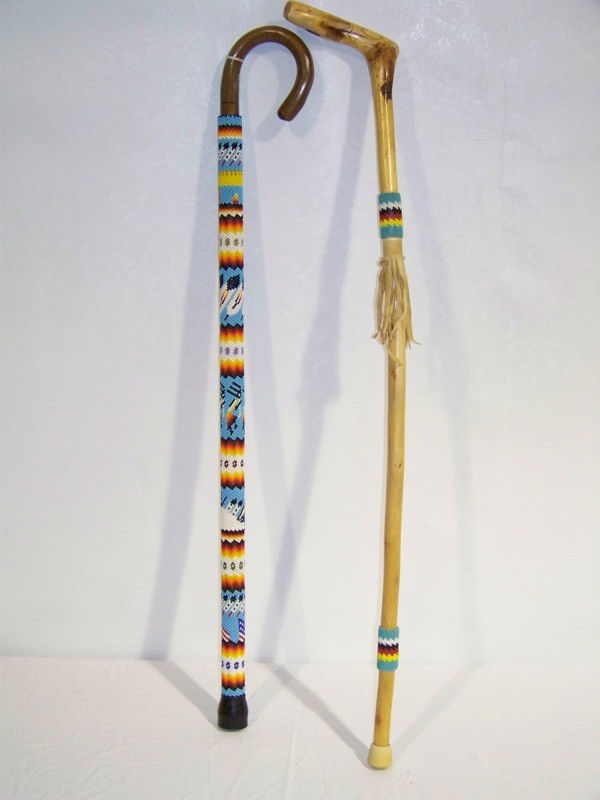 77 Pair Vintage Indian Beaded Walking Sticks / Canes Lot 77