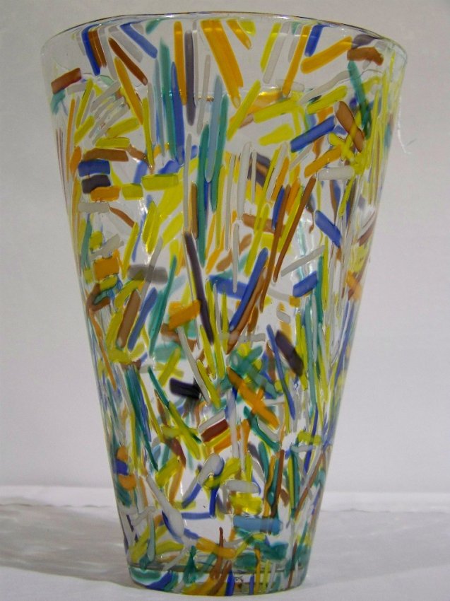 5 Large 12" Multi Colored Murano Art Glass Vase Lot 5
