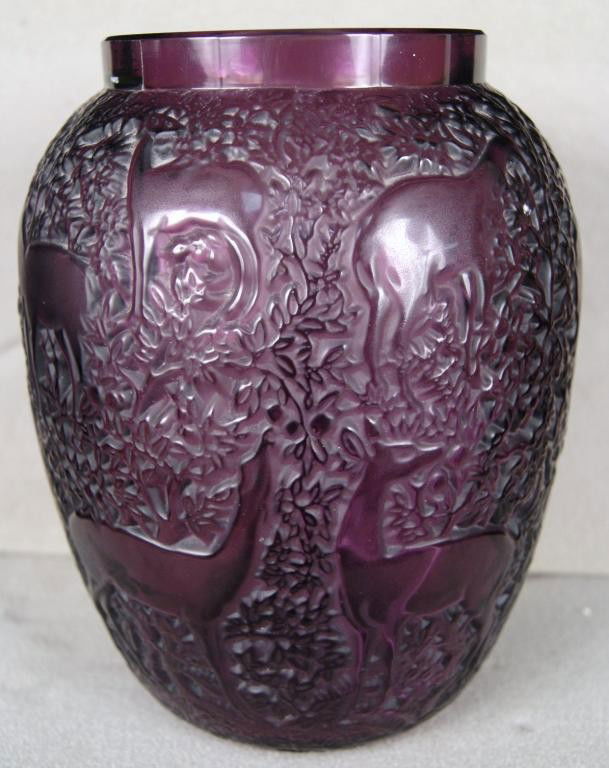 111 Lalique Purple Glass Vase 7 Lot 111