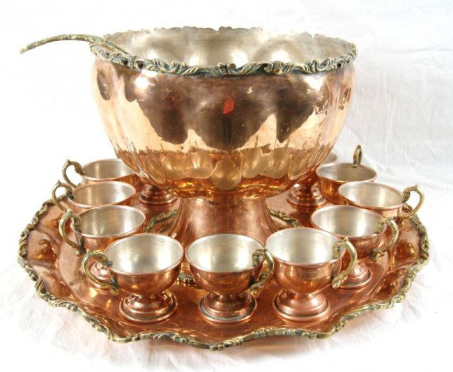 34: Copper punch bowl set 15 pc. : Lot 34