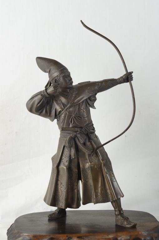 Antique Chinese bronze statue - Archer 15" h : Lot 88