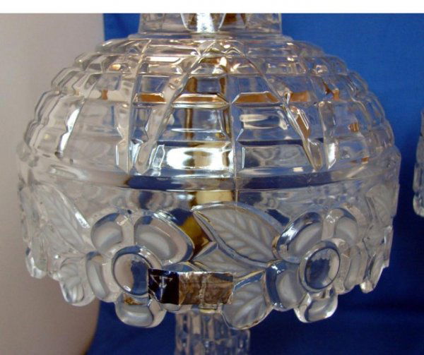 148 Pair of Heavy German 24 Lead Crystal Lamps Lot 148