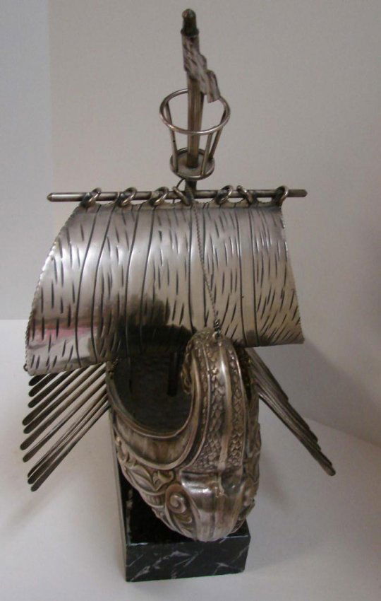 Heavy Metal Viking Ship Sculpture & Wall Hanging Lot 14