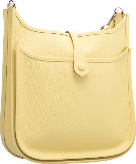 hermes handbag styles - 58239: Hermes Jaune Poussin Epsom Leather Evelyne III P : Lot 58239