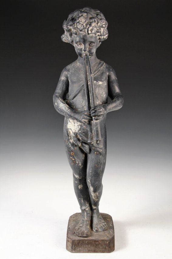 CAST LEAD GARDEN STATUE Black Painted Lead Sculpture Lot 7